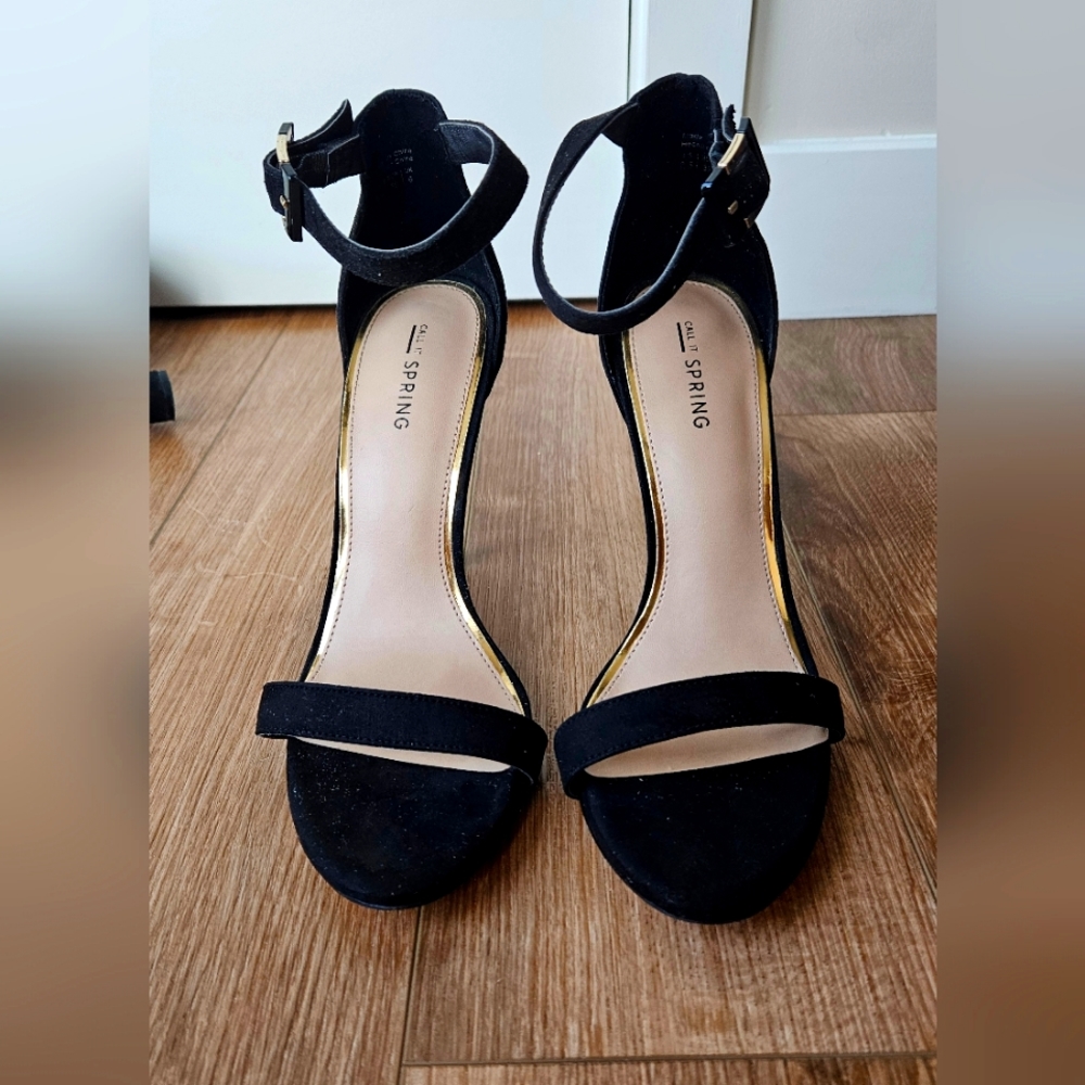 Black Suede Sandal Heels (8.5)